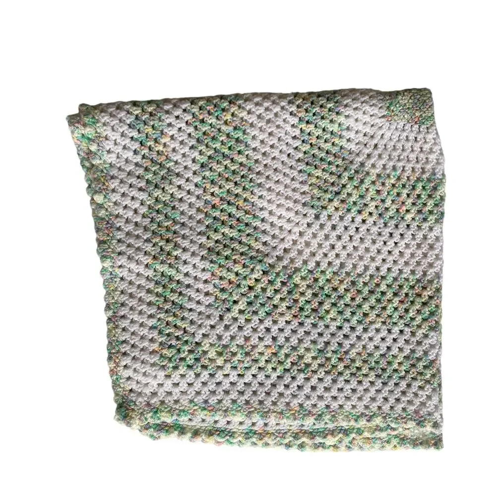 Baby Blanket Knit or Crocheted Handmade Small Lap Throw Sweet and Cozy
